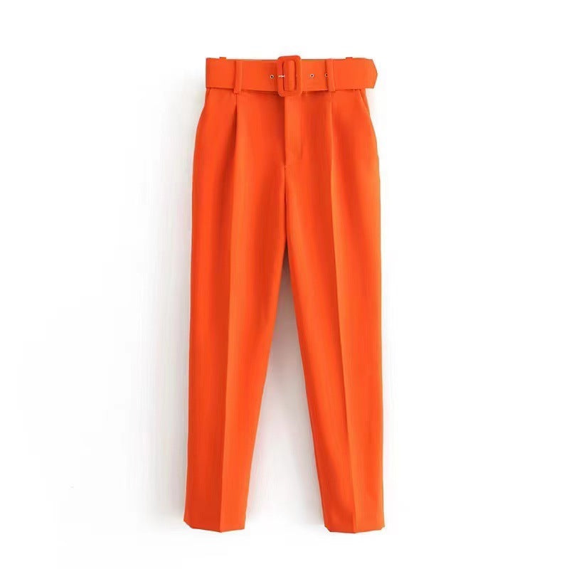 Damen weite Hochbundhose mit schickem Gürtel WW