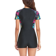 Damen Schwimmanzug mit sportlichem Kurzarmdesign und bunten Akzenten WW