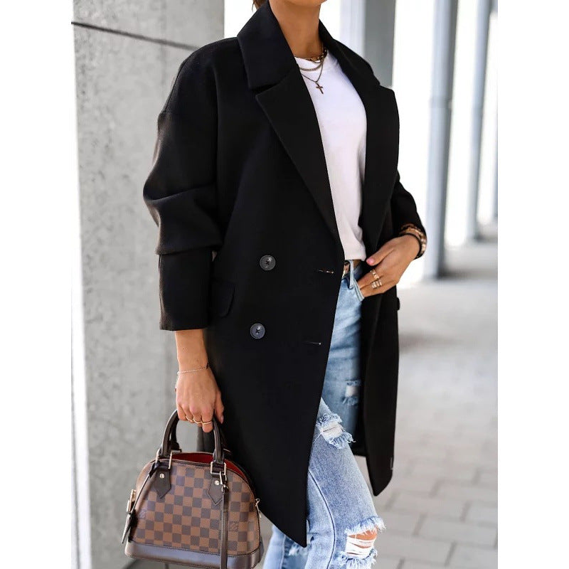 Dame Eleganter Doppelreiher Mantel WW