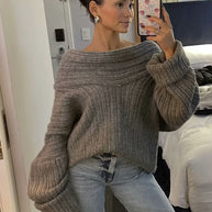 Damen Pullover mit weitem Rollkragen und strukturiertem Rippdesign WW