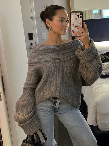 Damen Pullover mit weitem Rollkragen und strukturiertem Rippdesign WW