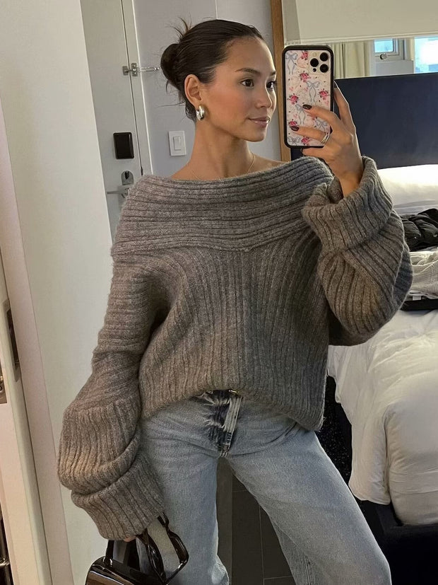 Damen Pullover mit weitem Rollkragen und strukturiertem Rippdesign WW