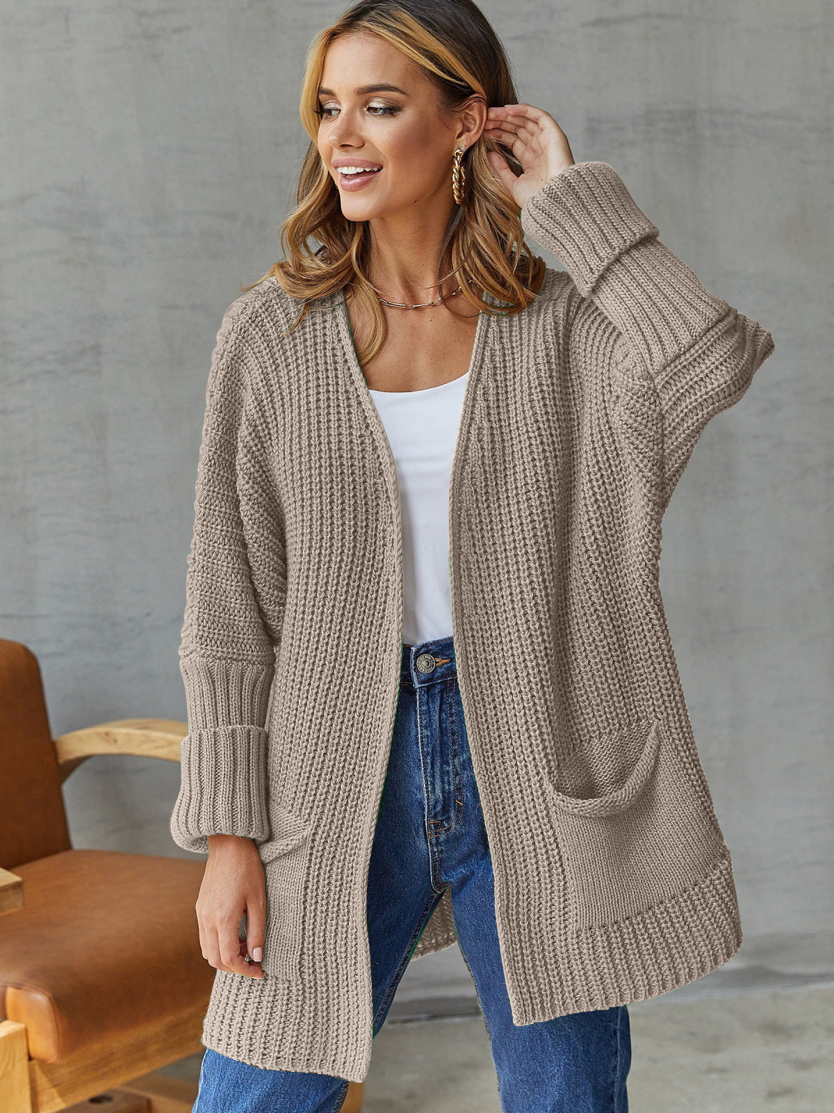 WW | Übergroßer Strickstrickjacke Für Komfortable Styles