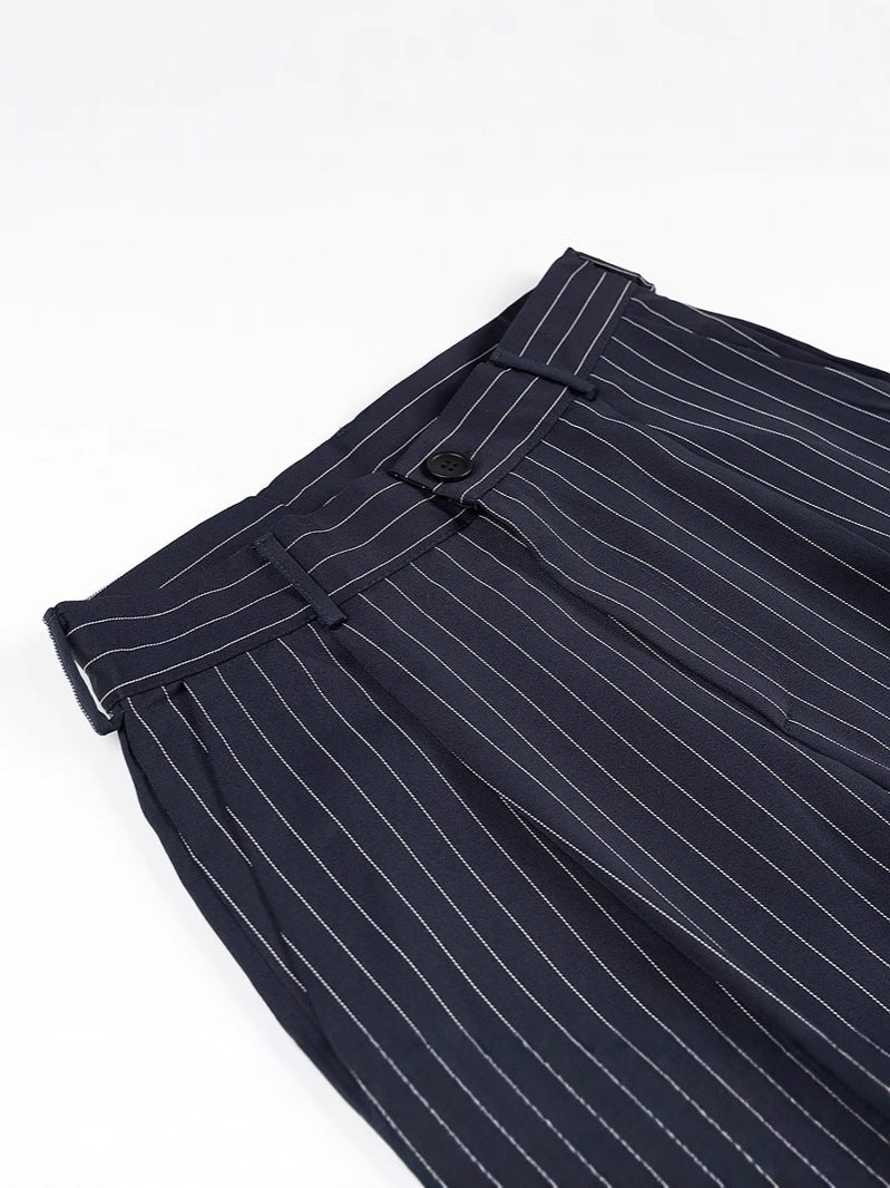 Damen weite Hochbund-Hose mit eleganten Streifen WW