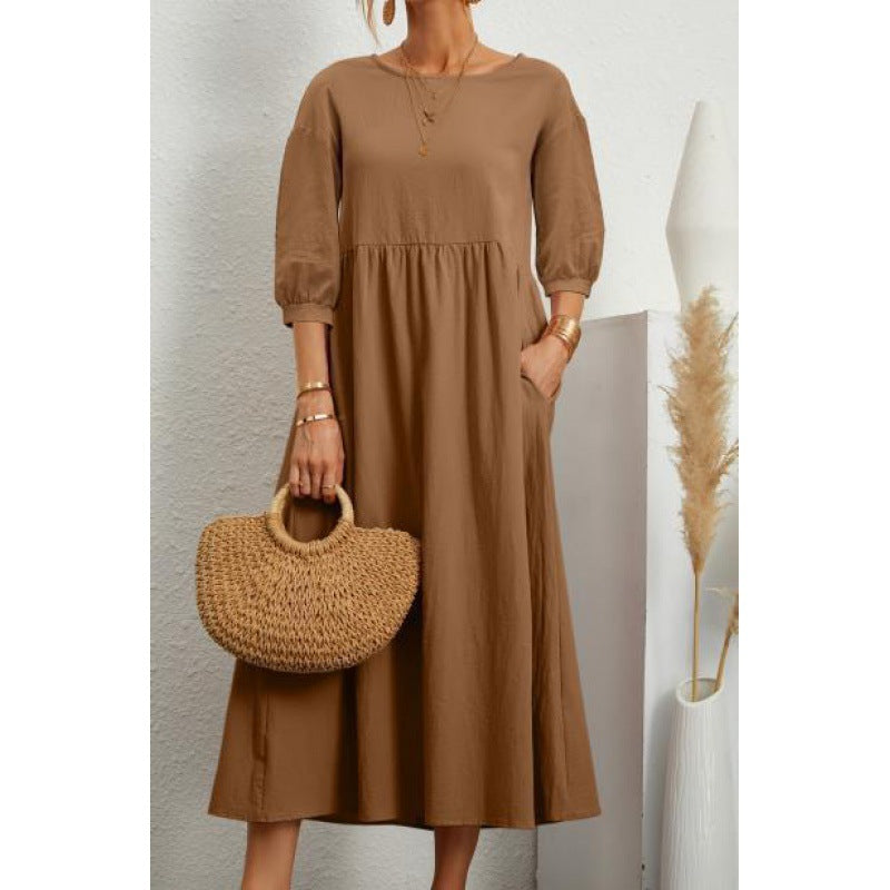 Damen Maxikleid mit lässigem Schnitt und voluminösen Ärmeln WW