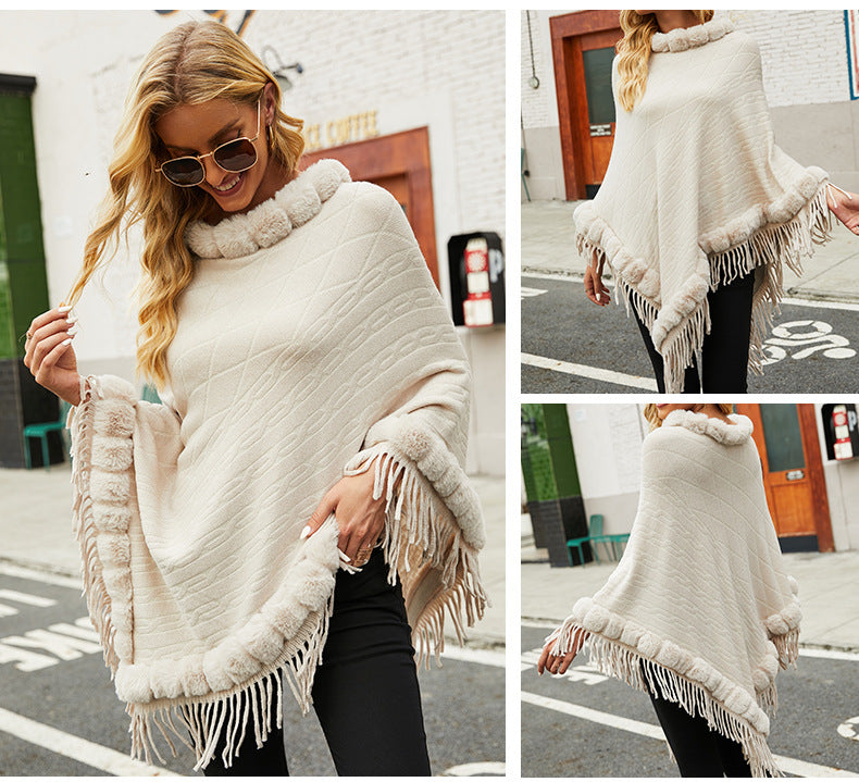 WW | Rundhals-Poncho Einfarbig Cape Stolen