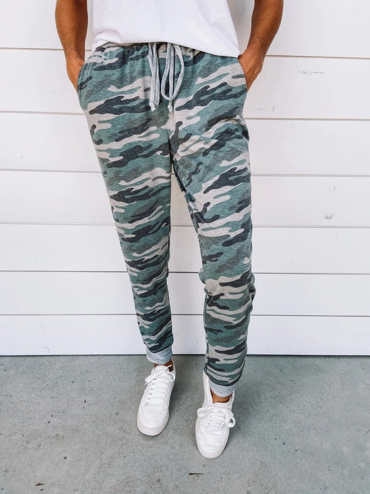 Herren Camouflage Jogginghose mit verstellbarem Bund und bequemem Schnitt W&W Mode