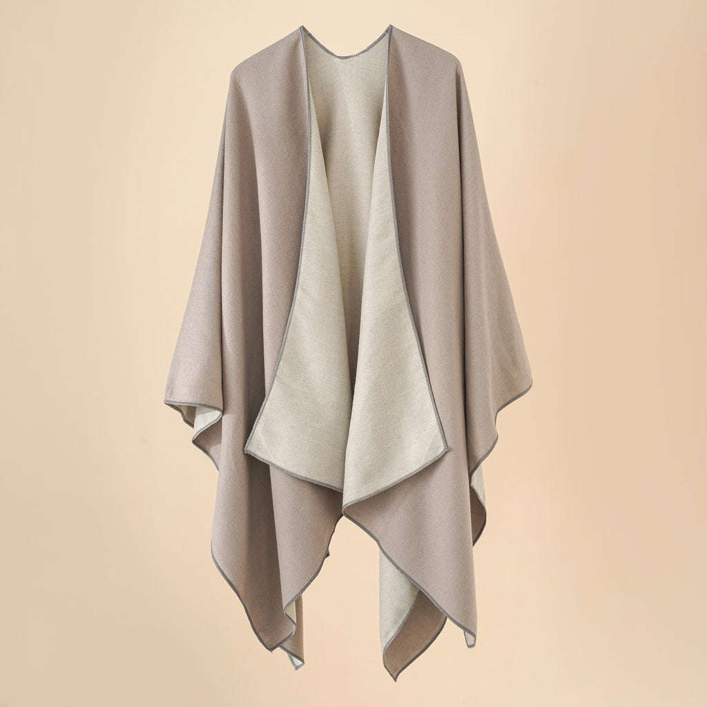 Damen Wohlfühl-Poncho aus weichem Wollmix mit elegantem Schnitt WW