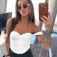 Damen Schulterfreies Oberteil mit dekorativem Knoten WW