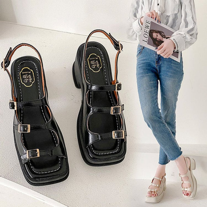 Damen Plateau-Sandalen mit verstellbaren Riemen und modischem Blockabsatz W&W Mode