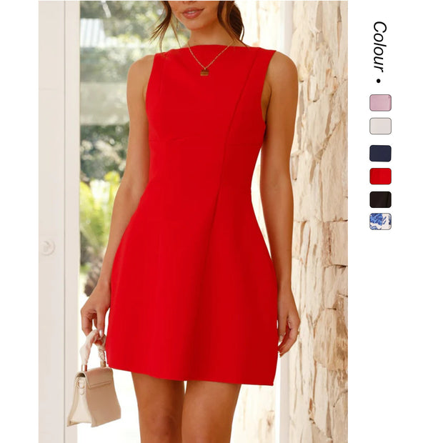 Damen A-linien Kleid mit asymmetrischem Ausschnitt WW