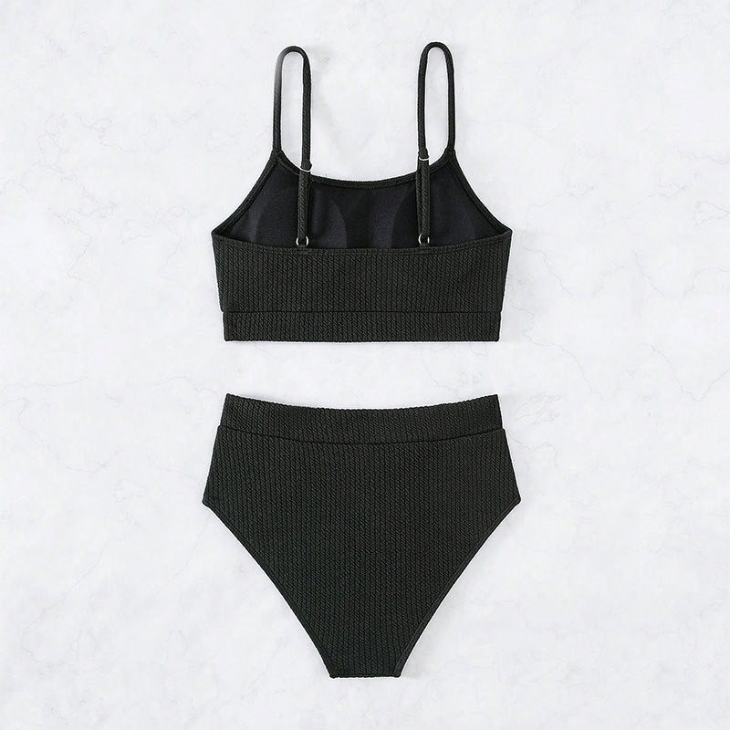 Damen Bikini-Set mit hoher Taille und strukturiertem Oberteil WW
