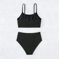Damen Bikini-Set mit hoher Taille und strukturiertem Oberteil WW