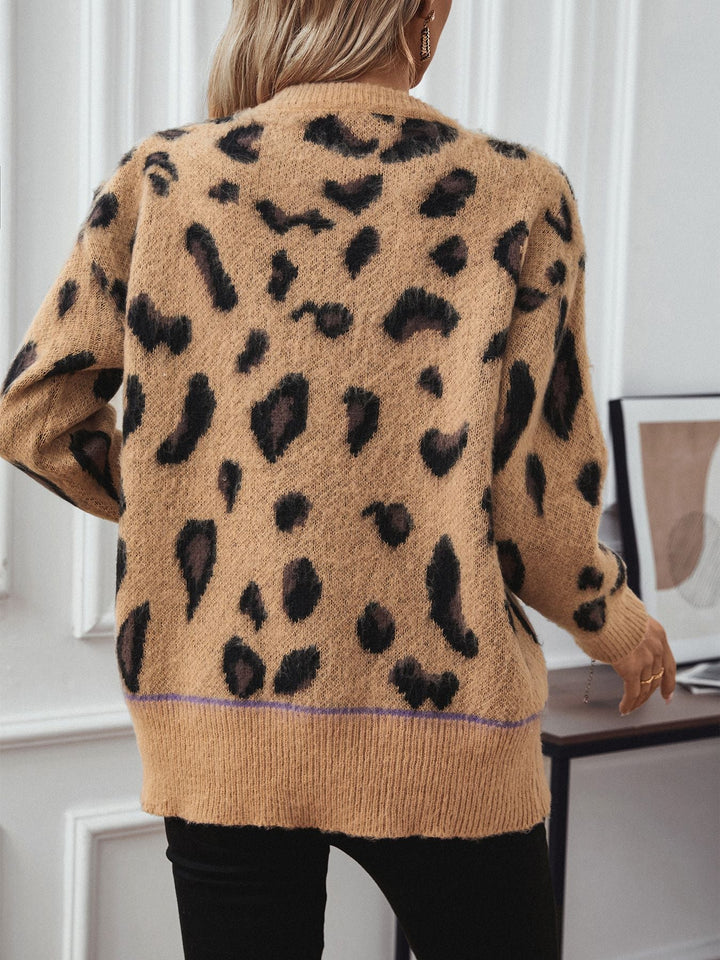 W&W Mode Leopard Jacquard-Fleece-Pullover