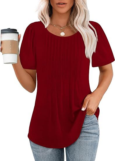 Damen Sommer T-Shirt mit Falten-Design WW