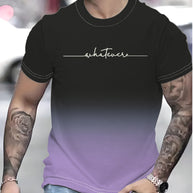 Herren T-Shirt mit kreativem Schriftzug und modernem Farbverlauf WW