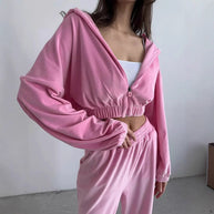 Damen sportliche Veloursjacke mit elastischen Bündchen und Reißverschluss WW