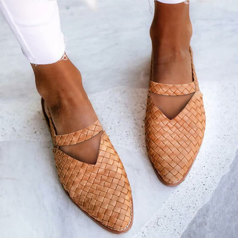 W&W Mode | Woven Style Spitze Slingback Flats Für Damen