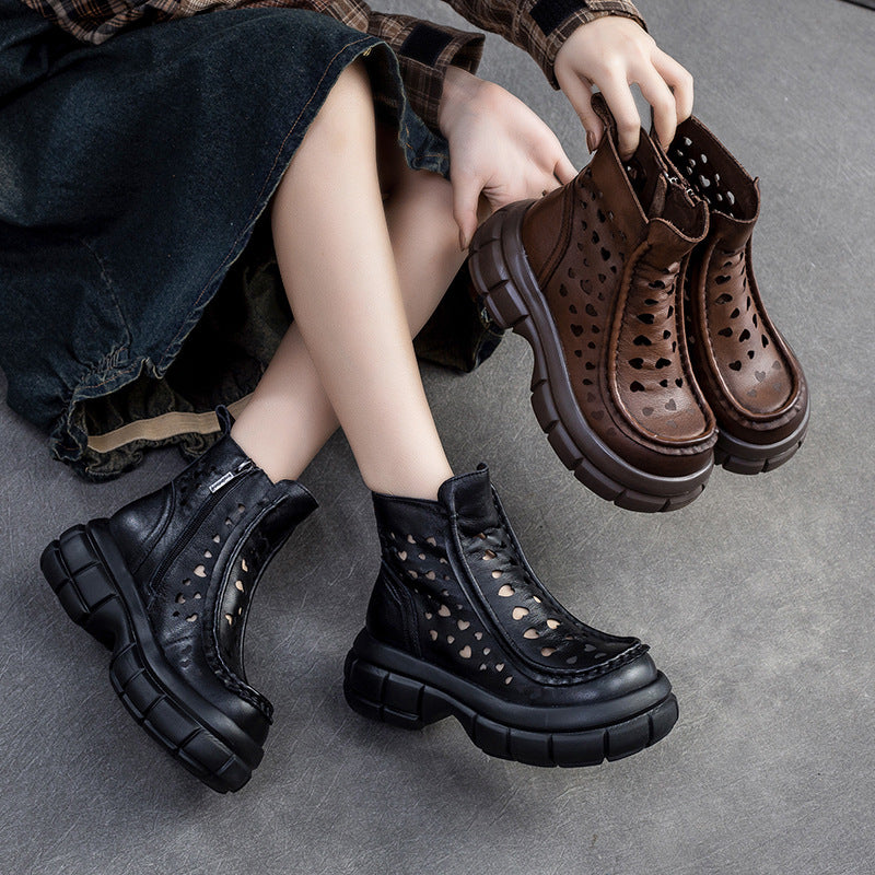 Damen Chunky Chelsea Boots mit perforierter Oberflächenstruktur und rutschfester Sohle WW
