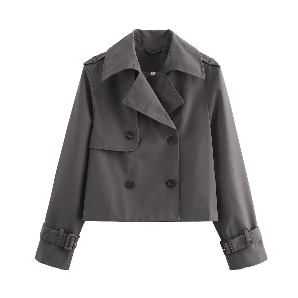 Damen Kurz Cropped Doppelreihige Trenchcoat WW