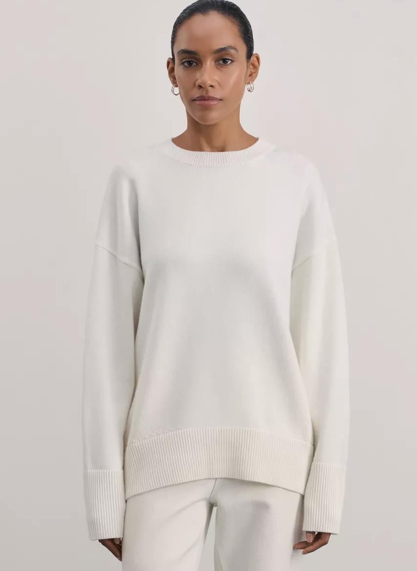 Damen Bequemer und eleganter Strickpullover mit überschnittenen Schultern und Rippenbündchen WW
