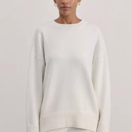 Damen Bequemer und eleganter Strickpullover mit überschnittenen Schultern und Rippenbündchen WW