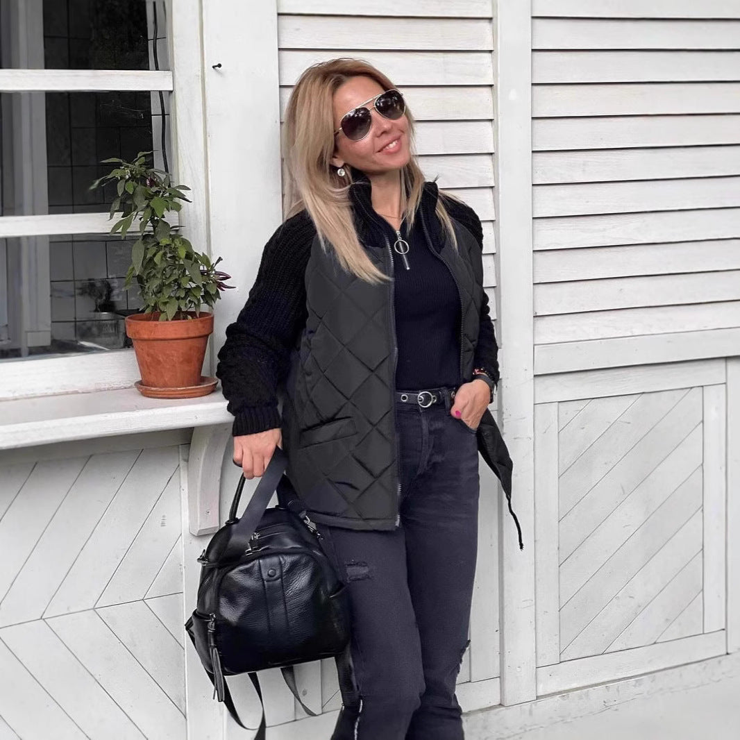 Damen Steppmantel mit wärmeisolierender Strickoberfläche WW