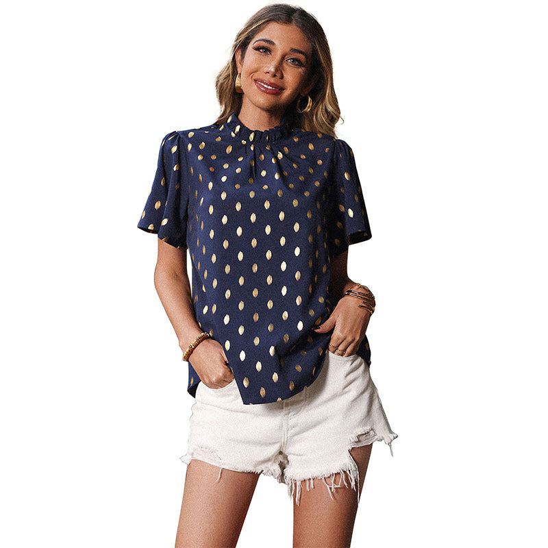 Damen Bluse mit geschmackvollem Punktedesign und eleganten Puffärmeln WW