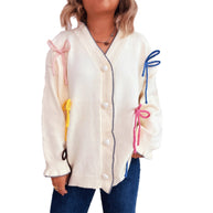 Damen Strickjacke mit bunten Schleifendetails WW