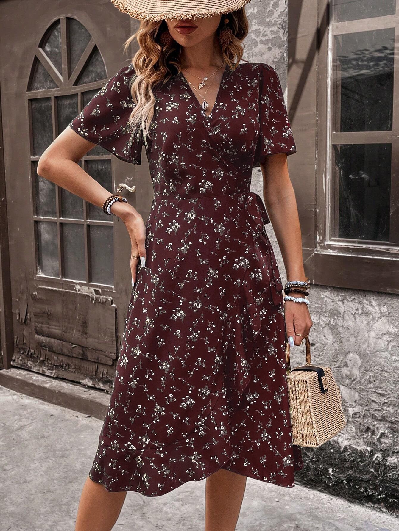 Damen Wickelkleid mit floralem Design WW