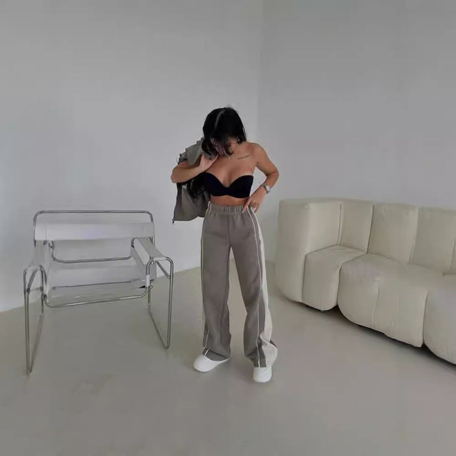 Damen sportliches Freizeit-Loungewear-Set mit Reißverschluss WW