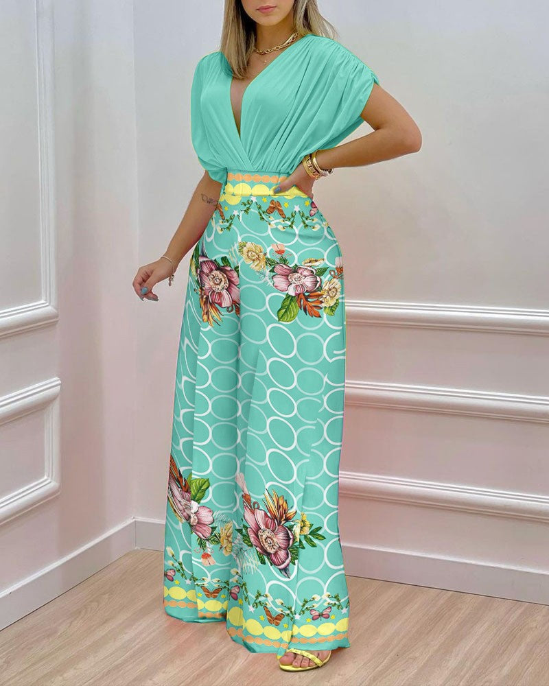 Damen Weit geschnittene Sommerhose mit floralem Design WW