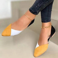 Damen elegante Ballerinas mit spitzem Zehenbereich und modischem Farbblockdesign W&W