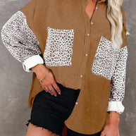 Damen Trendige Kordjacke mit Leo-Details WW