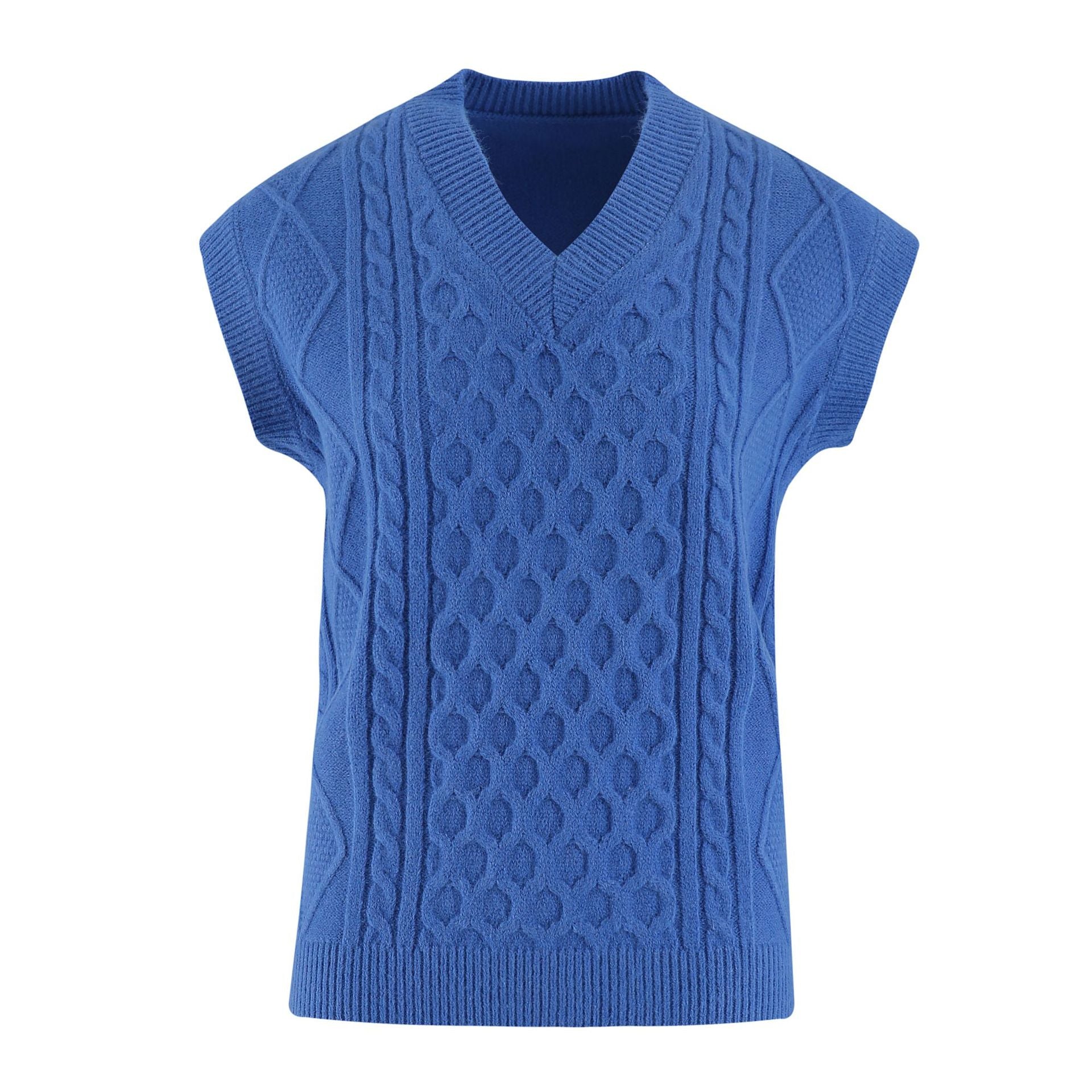 Damen Strickweste mit V-Ausschnitt und Kabelmuster WW