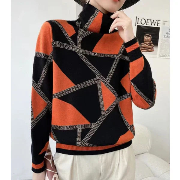 WW | Turtle Neck Eleganter Bedruckter Pullover