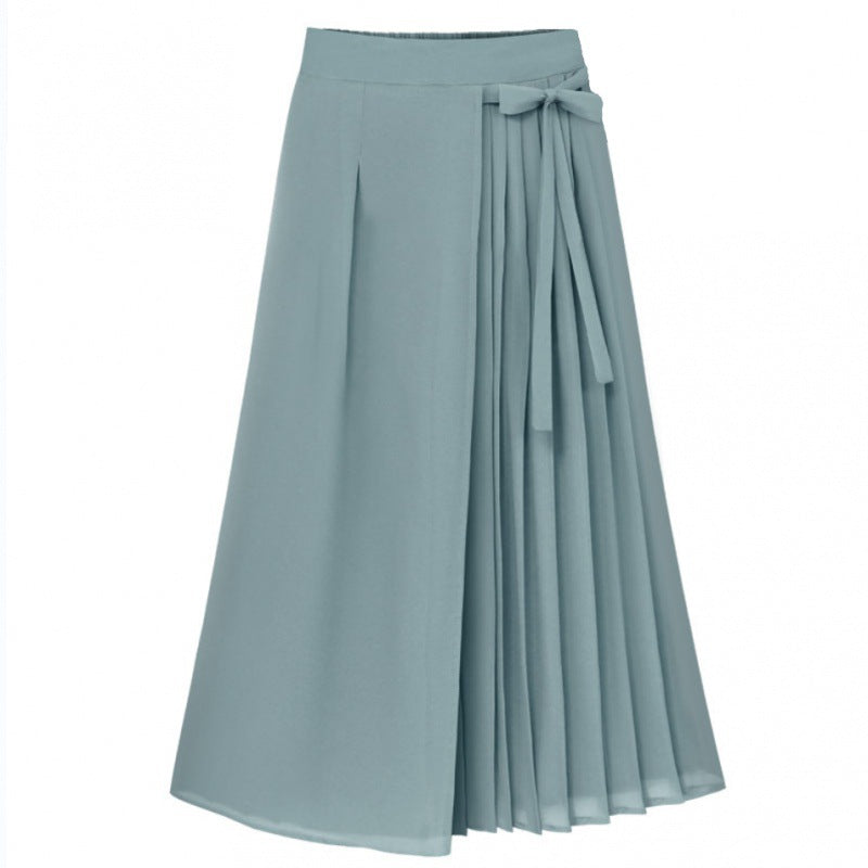 Damen Plisseerock mit Taillenband und eleganter Drapierung WW