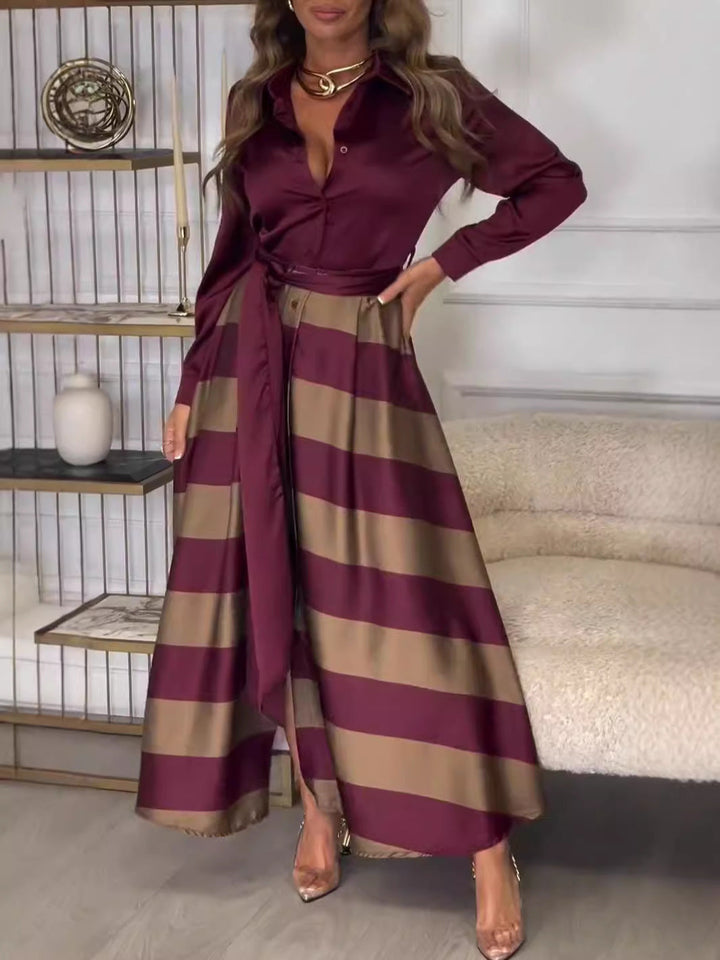 W&W Mode | Gebundenes Patchwork Elegantes Langkleid