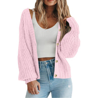 Damen Grobstrick-Cardigan mit Knopfdetails und weitem Schnitt WW