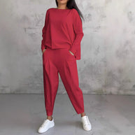 Damen Bequemes Freizeit-Set mit weitem Schnitt und Taschen WW
