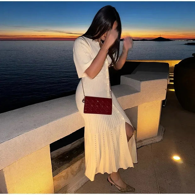 Damen Strickkleid mit lässigen Puffärmeln W&W