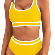 Damen Sportliches Bikini-Set mit breiten Trägern und hohem Schnitt WW