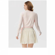 Damen sportliche Langarmjacke mit Wickeldesign und elastischem Bund WW