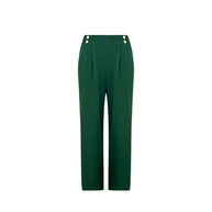 Damen weite High-Waist Hose mit eleganten Knopfdetails WW