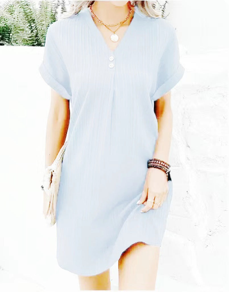 Damen lässiges Midi-Kleid mit Knopfdetails W&W Mode