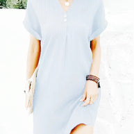 Damen lässiges Midi-Kleid mit Knopfdetails WW