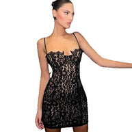 Damen Spitzenkleid mit verstellbaren trägern WW