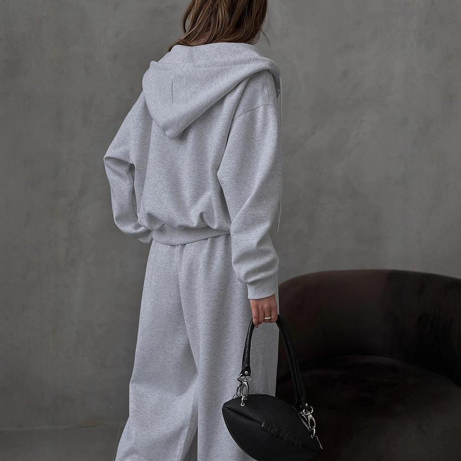 Damen Bequemes Oversized-Lounge-Set mit Kapuze und elastischem Bund WW