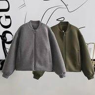 Damen Sportliche Oversize-Jacke mit Reißverschluss und voluminösen Ärmeln WW