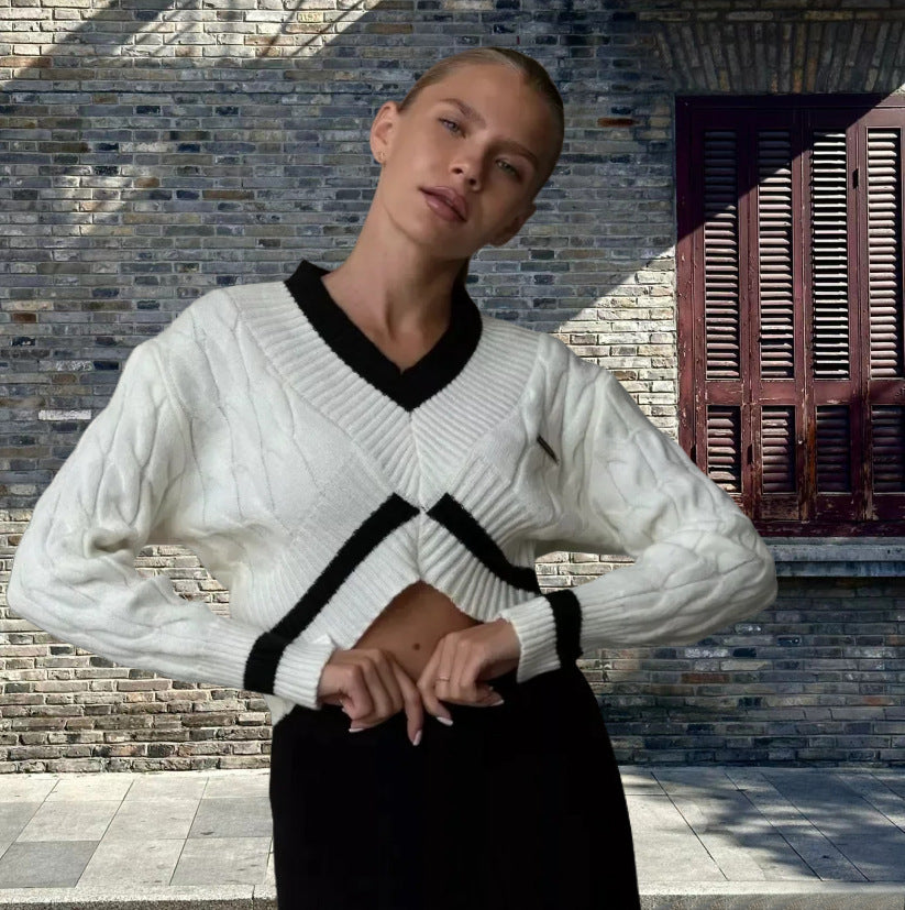 Damen Strick-Crop-Top mit modischem Zopfmuster WW